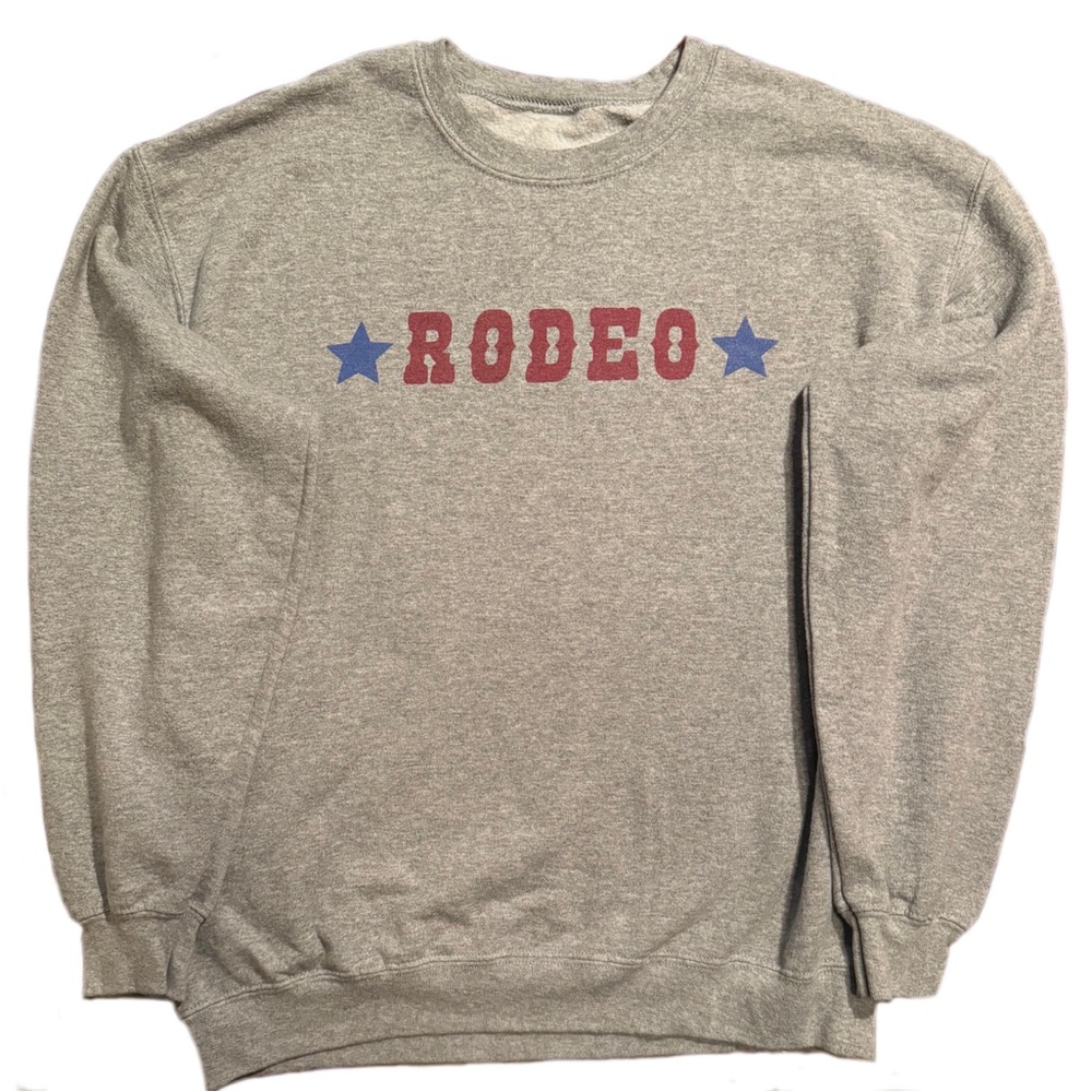Retro Cowgirl rodeo gray crew neck